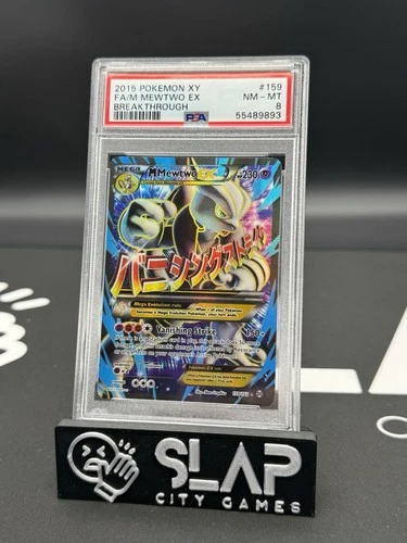2015 POKEMON XY BREAKTHROUGH MEGA M MEWTWO EX #159/162 FULL ART ULTRA HOLO PSA 8
