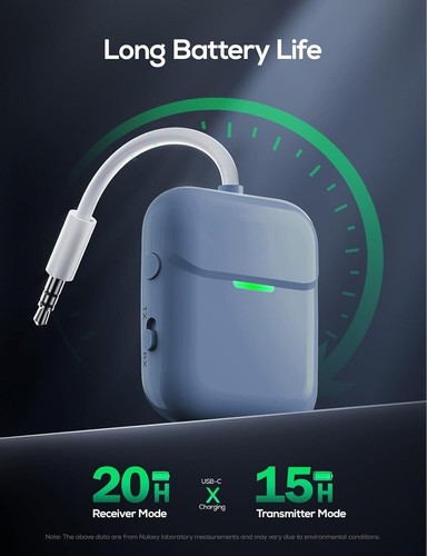Récepteur émetteur audio sans fil Bluetooth Nulaxy pour jusqu'à 2 appareils bleu - Photo 4/7