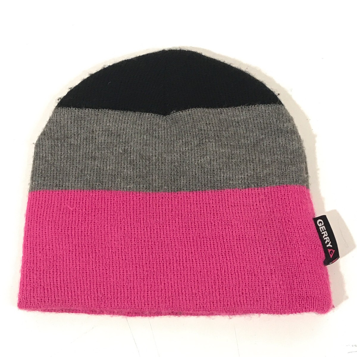 Gerry Winter Hat Beanie Black Gray Pink Stripes | eBay