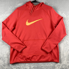 Nike Hoodie Womens Large Pink Coral Thumb Holes Dri Fit Hooded Sweatshirt Fleece