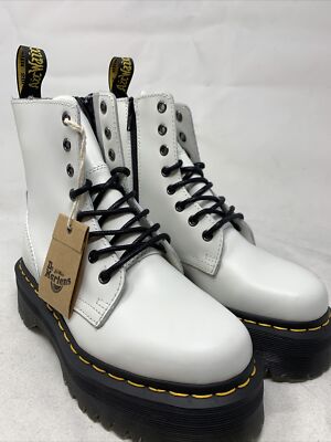 Dr. Martens Jadon Boot in Smooth White Leather DR. MARTENS JADON BOOT SMOOTH LEATHER PLATFORMS IN WHITE  main image 2