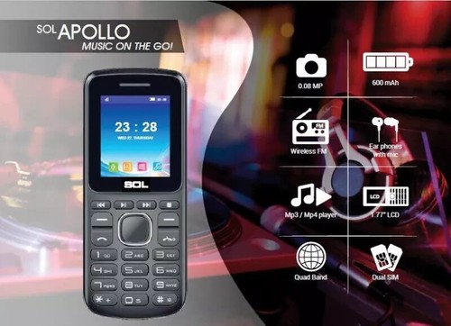 Sol Apollo M1900 Black Dual Sim Unlocked 4MB 2.4" FM Radio Mobile Button Phone - 第 1/4 張圖片