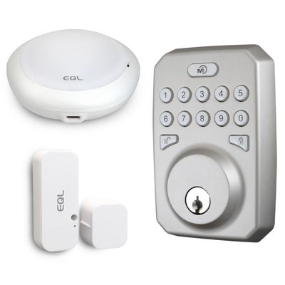 MiEQ PENTAGON HOME SECURITY BUNDLE Smart HUB Deadbolt Lock - BRUSHED NICKEL