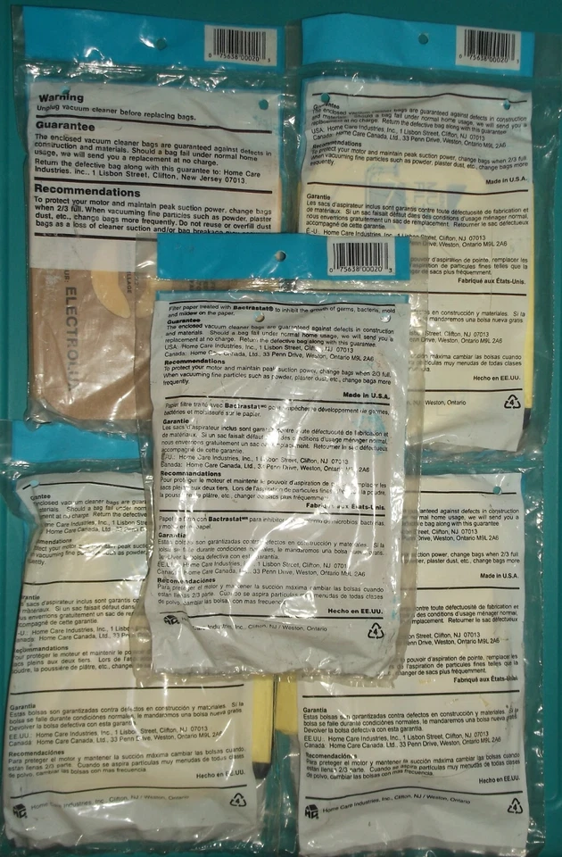 ELECTROLUX TANK NO. 20 LOT 10 VACUUM BAGS NEW OLD STOCK 4-PLY HOME CARE USA VAC - Image 4 of 4
