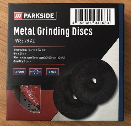 2x Parkside 76x4mm Metal Grinding Disc PWSZ 76 A1 For Parkside 12v Angle Grinder - Picture 2 of 6