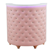 Reception Desk PINK stylish Curved Luxurious Crystal Buttoned design LED lights