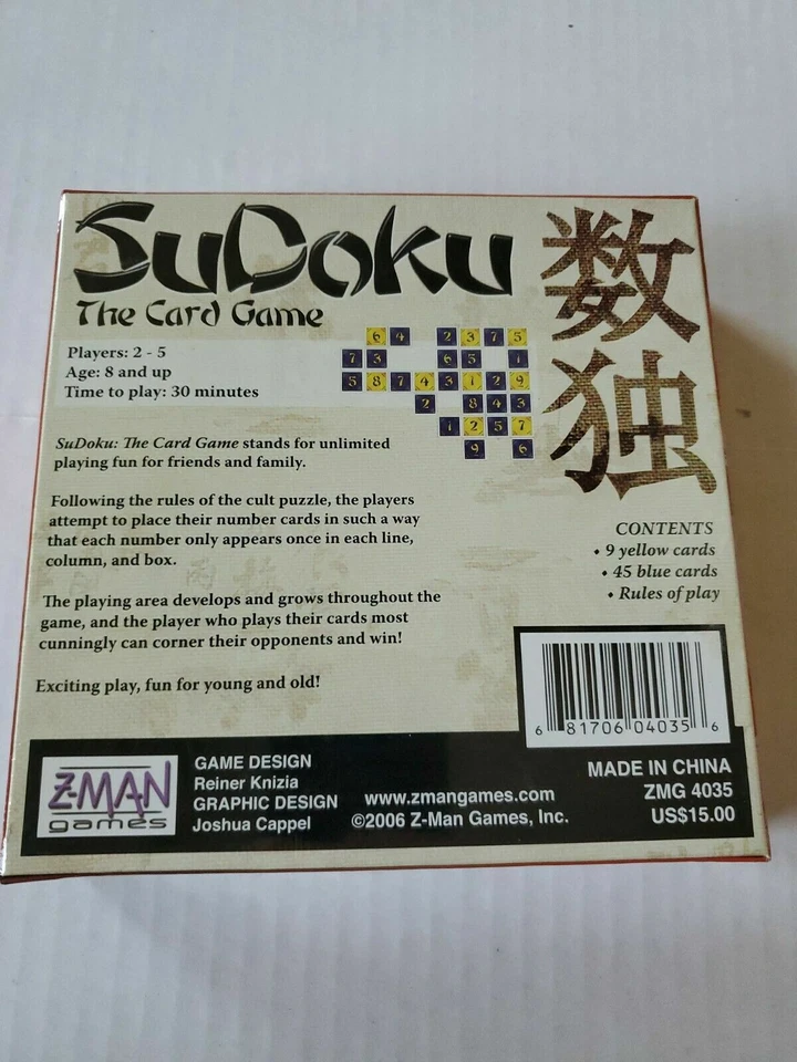 Sudoku The Card Game "NEW” Factory Sealed. Z-Man Games by Reiner Knizia - Image 2 of 2