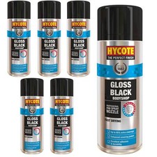 Hycote schwarz gl&auml;nzend schnelltrocknender Aerosol-Spr&uuml;hlack 2,4 l 400 ml x6 perfektes Finish