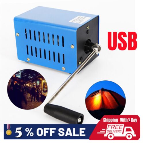 USB Portable Hand Crank Emergency Dynamo Charger Generator Camping Power Supply
