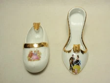 Lot 2 Porcelain Shoe Cigarette Rest Ashtray