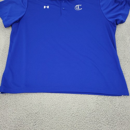 Under Armour Mens Shirt XXL Blue Heat Gear Short Sleeve Polo Logo Accent Loose - Bild 6 von 8