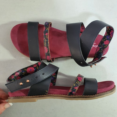 MOSHULU COLOURS Flat Navy Pink Leather Strappy Peep toe Sandal Size UK 6 EUR 39 - Picture 18 of 21