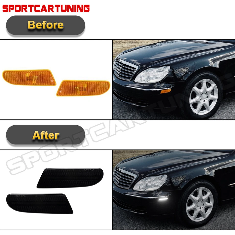 LED Bumper Side Marker Light For 00-06 Mercedes Benz S-Class W220 S430 S500 S55 - Image 4 of 4