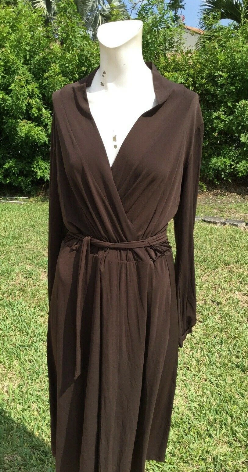 ABITO MICHAEL KORS MARRONE ELASTICIZZATO CON CINTURA MANICA LUNGA Tg L