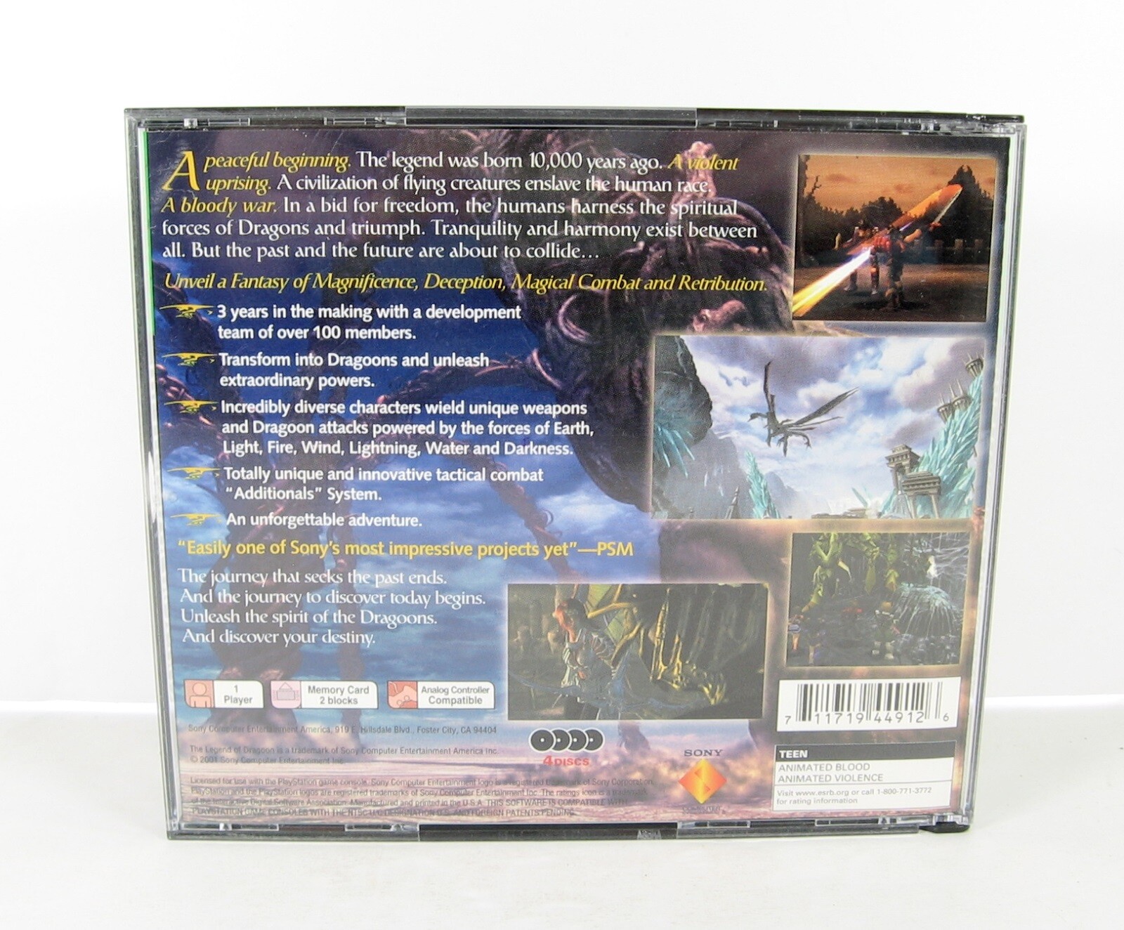 The Legend Of Dragoon Playstation 1 One Ps1 4 Disc Set Case Manual Ebay