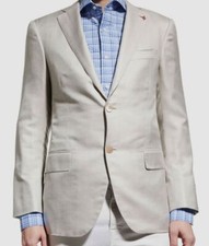  3750 ISAIA Men's Silver Wool-Cotton Blended Twill Blazer Sport Coat 56 IT 46 US