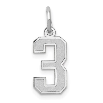 Echter 14ktw kleiner Satin Zahl 3 Charm