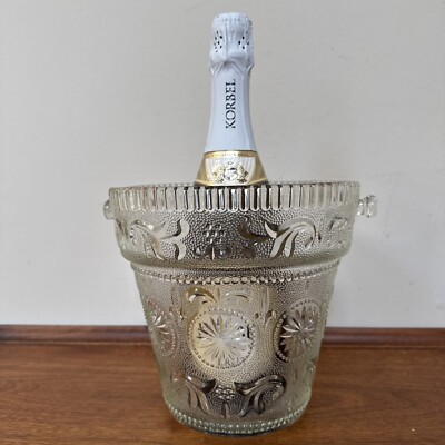 RARE 60s Duncan Miller Glass-Ice Bucket-Wine Cooler-Collectible-USA Made-UNUSED