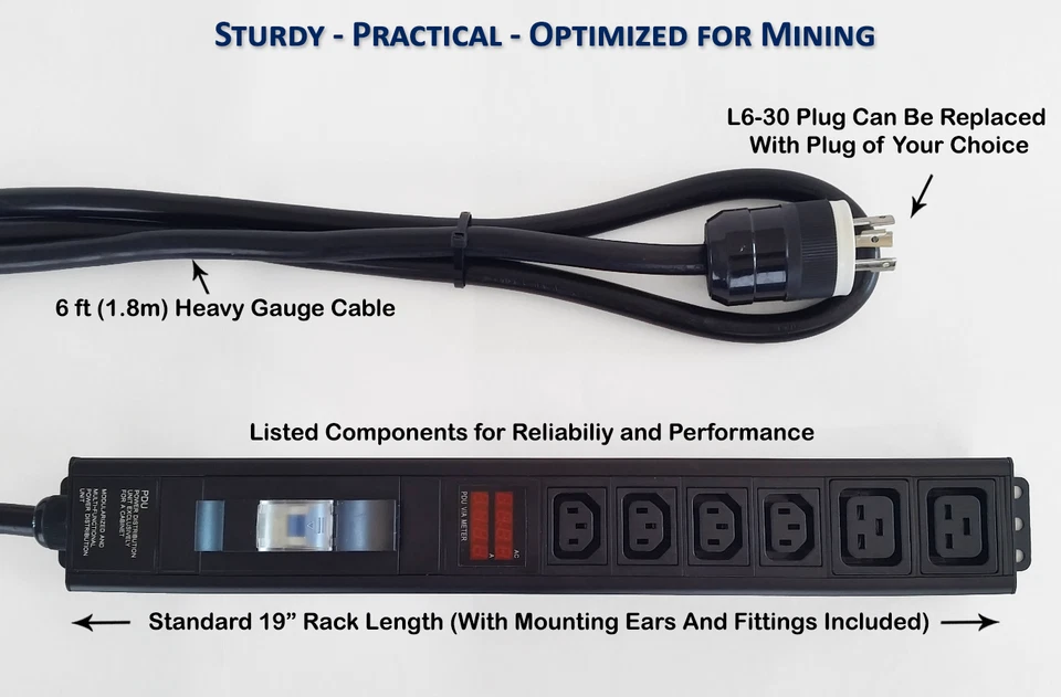PDU de minería de criptomonedas medida - 4 salidas C13 y 2 salidas C19 Foto 3 de 4
