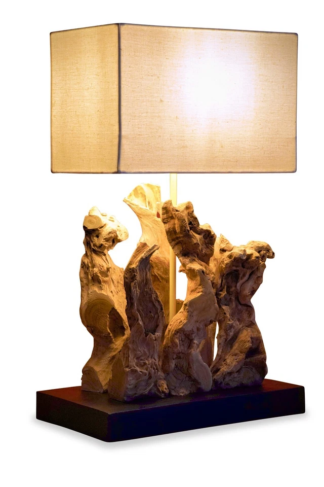 Treibholz Tischlampe Wurzel Lampenschirm Leuchte elegant rustikal natur beige - Bild 2 von 4