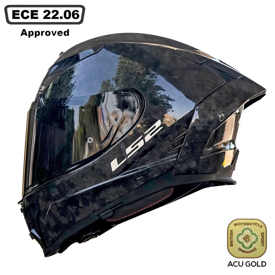 LS2 FF807 DRAGON 6K CARBON FIBRE DUAL VISOR FULL FACE MOTORCYCLE HELMET FORGED - image 4 of 4