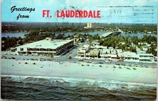 Postcard Fort Lauderdale Greetings Birds Eye Florida D130