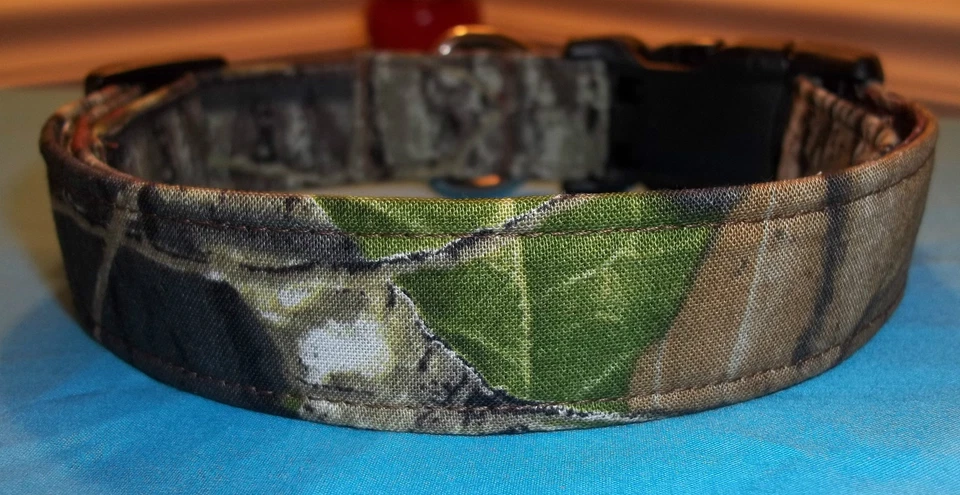 MOSSY OAK BREAK UP Camo Terri's Dog Collar custom made adjustable hunting fabric - Image 3 of 4