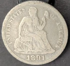 1891 P Philadelphia Mint Silver Seated Liberty Dime Full Liberty Higher Grade