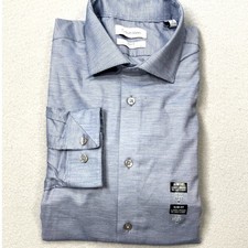 Calvin Klein Men's Steel Plus Slim Fit Dress Shirt Smokey Blue 15.5 32/33 80