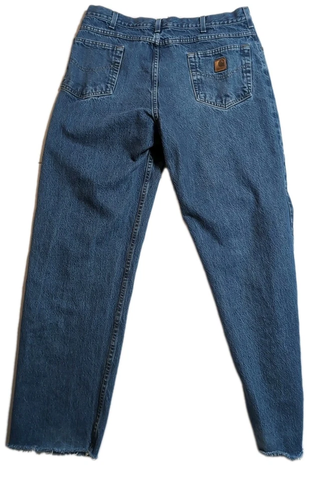 Pantalones de mezclilla Carhartt B17 DST calce relajado para hombre 34x30 azul desgastado ropa de trabajo Foto 2 de 4