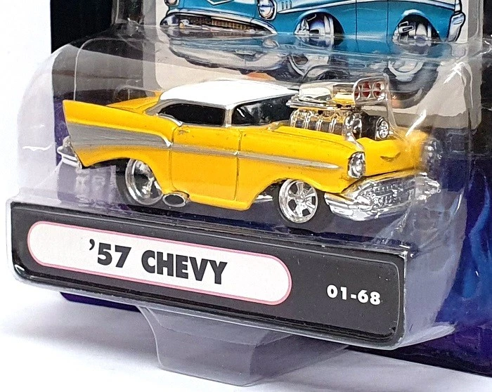 Muscle Machines 1/64 Scale 71161 01-68 - 1957 Chevrolet Chevy - Yellow/White - Image 2 of 4