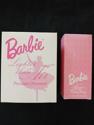 Barbie Porcelain Ornaments Avon- Sugar Plum Fairy, Lighter Than Air Lot of 2 MIB