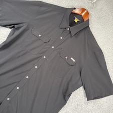 Eddie Bauer Shirt Men's LargeTall TL Travex Black S/S Button Up STRETCHY Fishing