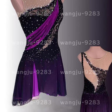 Ice skating dress Competition Figure Skating Twirling Costume black handmade