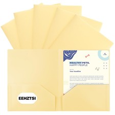 6 Pack Plastic Folders with Pockets Pastel Yellow 2 Pocket Letter Size School