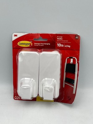3M Command Hooks X-Large 10lb 2 Pack Damage-Free Hanging White Reusable Indoor