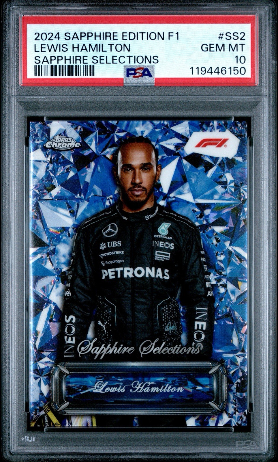 2024 Topps Chrome Sapphire Formula 1 Sapphire Selections Lewis Hamilton PSA 10