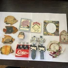 Set Of 13 Vintage Fridge Magnets Cows Fish Coca Cola Picture Frame Hat Owl