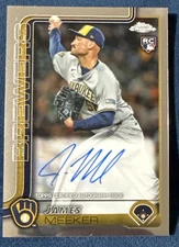 2025 Topps Chrome Rookie On Card Auto James Meeker #RA-JME Milwaukee Brewers RC