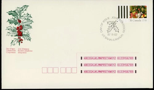 CANADA 1987 CHRISTMAS, GIFTS UNDER TREE #1151 FIRST DAY COVER !! M169