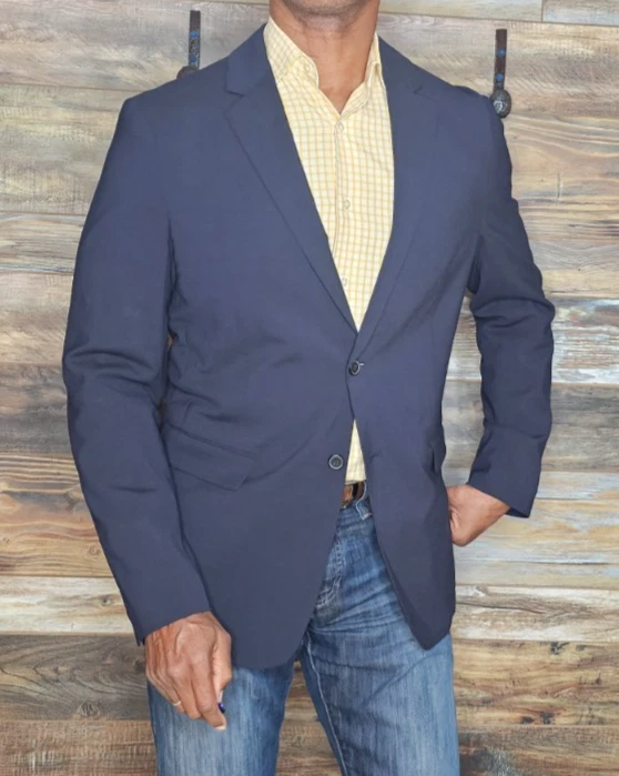 Chaqueta Blazer Theory Mezcla Lana Azul Marino Sin Construir Peso Ligero 42R Foto 4 de 4