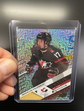 2024 Team Canada Juniors Gold Patterned Foilboard 20/25 - Macklin Celebrini  