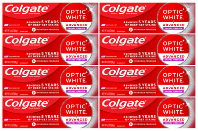 Colgate Optic White Advanced ENAMEL SAFE STRENGTH Mint Toothpaste 3.2oz-8 Pack