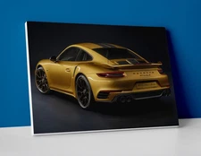 Porsche 911 Turbo Exclusive Poster or Canvas - Gold Porsche Wall Art Print Decor