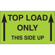 3 x 5" "Top Load Only - This Side Up" Labels, Green 500/Roll