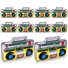 10 Pcs Inflatable Retro Radio Boombox Decorations, 80s 90s Hip Hop Party Props