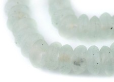 Jumbo Clear Aqua Rondelle Recycled Glass Beads 20mm Ghana African Sea Glass Disk
