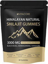 vitadrive Himalayan Shilajit Gummies for Men  Women, Gluten-Free, 60 Gummies