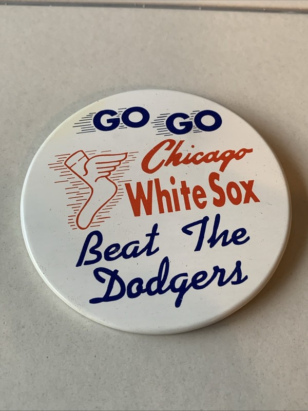 Vintage 1959 Go, Go Chicago White Sox “Beat the Dodgers” World Series Pin • 3”