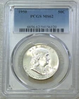 1950 P Franklin Half Dollar PCGS MS62 98% FBL Frosty White PQ New Holder #B314D